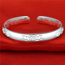 StarGems® Opening Sand Blast Flower Handmade 999 Sterling Silver Bangle Cuff Bracelet For Women Cb0095