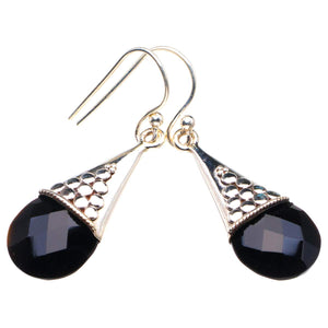 StarGems  Natural Black Onyx Handmade 925 Sterling Silver Earrings 1.5" D3800