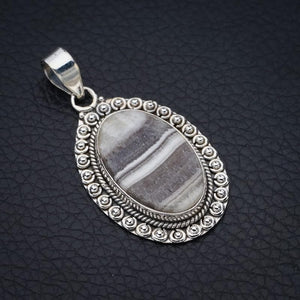 StarGems  Natural Zebra Calcite Handmade 925 Sterling Silver Pendant 1.75" F4558