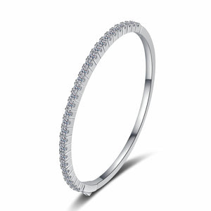 StarGems® Minimalism 1.68cttw Moissanite 925 Sterling Silver Platinum Plated Bangle Bracelet For Women 163mm  BX006
