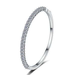 StarGems® Full Inlay Minimalism 2.6cttw Moissanite 925 Sterling Silver Platinum Plated Bangle Bracelet For Women BX004