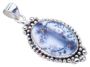 StarGems  Natural Dendritic Opal Handmade 925 Sterling Silver Pendant 1.75" F3807