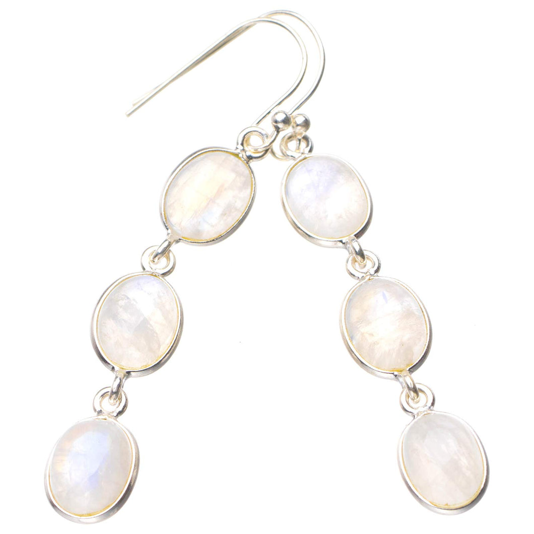 StarGems  Natural Rainbow Moonstone Handmade 925 Sterling Silver Earrings 2