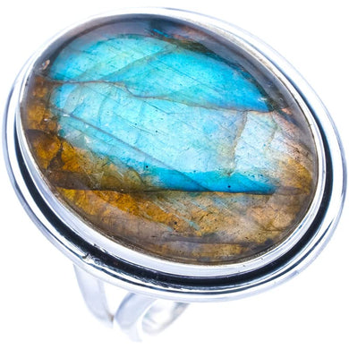 StarGems® Natural Labradorite Handmade 925 Sterling Silver Ring 5 F0102