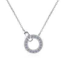 StarGems  Circle Minimalist 0.45cttw Moissanite 925 Silver Platinum Plated Necklace 40+5cm NX032