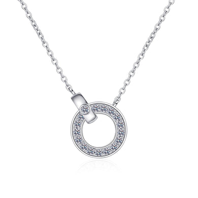 StarGems® Circle Minimalist 0.45cttw Moissanite 925 Silver Platinum Plated Necklace 40+5cm NX032