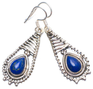 StarGems® Natural Lapis Lazuli Handmade Unique 925 Sterling Silver Earrings 1.75" Y0795