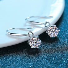 StarGems® 1ct Moissanite 925 Silver Platinum Plated Six-Prong Classical Drop Earrings B4682