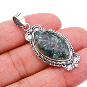 StarGems  Natural Seraphinite Handmade 925 Sterling Silver Pendant 1.75" F4314