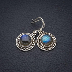 StarGems  Natural Labradorite Handmade 925 Sterling Silver Earrings 1.25" F5792