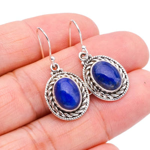 StarGems  Natural Lapis Lazuli Handmade 925 Sterling Silver Earrings 1.25" F5663