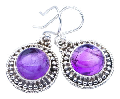 StarGems  Natural Amethyst Handmade 925 Sterling Silver Earrings 1.25