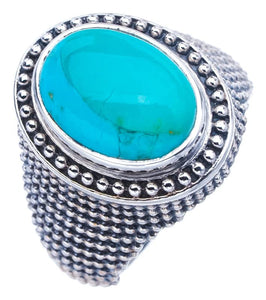 StarGems  Natural Turquoise Handmade 925 Sterling Silver Ring 7.75 F0443