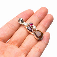 StarGems  Natural Garnet,River Pearl And Amethyst Handmade 925 Sterling Silver Pendant 1.75" D5964