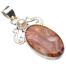 StarGems® Natural Crazy Lace Agate And River Pearl Handmade 925 Sterling Silver Pendant 1.75" D5800