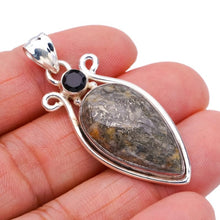 StarGems  Natural ApacheParmyorite Black Onyx Handmade 925 Sterling Silver Pendant 2" F4291