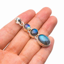 StarGems® Natural Blue Fire Labradorite Handmade 925 Sterling Silver Pendant 2" D5614