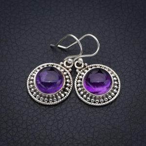 StarGems  Natural Amethyst Handmade 925 Sterling Silver Earrings 1.25" F5618