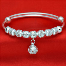 StarGems® Adjustable Beads Handmade 990 Sterling Silver Bangle Bracelet For Women Cb0275