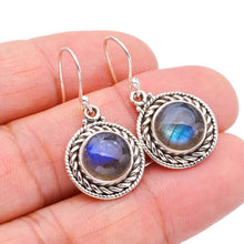 StarGems  Natural Labradorite Handmade 925 Sterling Silver Earrings 1.25" F5792