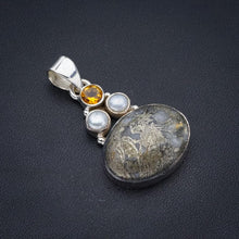 StarGems  Natural Apache Parmyorite River Pearl,CitrineHandmade 925 Sterling Silver Pendant 1.5" F3630