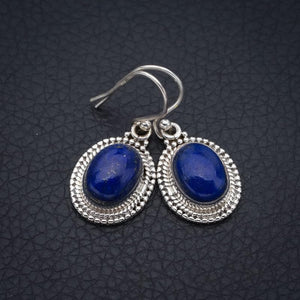 StarGems  Natural Lapis Lazuli Handmade 925 Sterling Silver Earrings 1.25" F5655