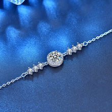 StarGems® 1ct Moissanite 925 Silver Platinum Plated Zirconia Surrounded Adjustable Round Bracelet B4693
