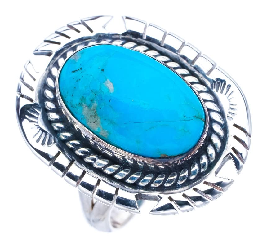 StarGems  Natural Turquoise Pigeon WingsHandmade 925 Sterling Silver Ring 7.5 F0466