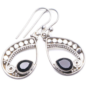 StarGems  Natural Black Onyx Handmade Unique 925 Sterling Silver Earrings 1.25" Y2773