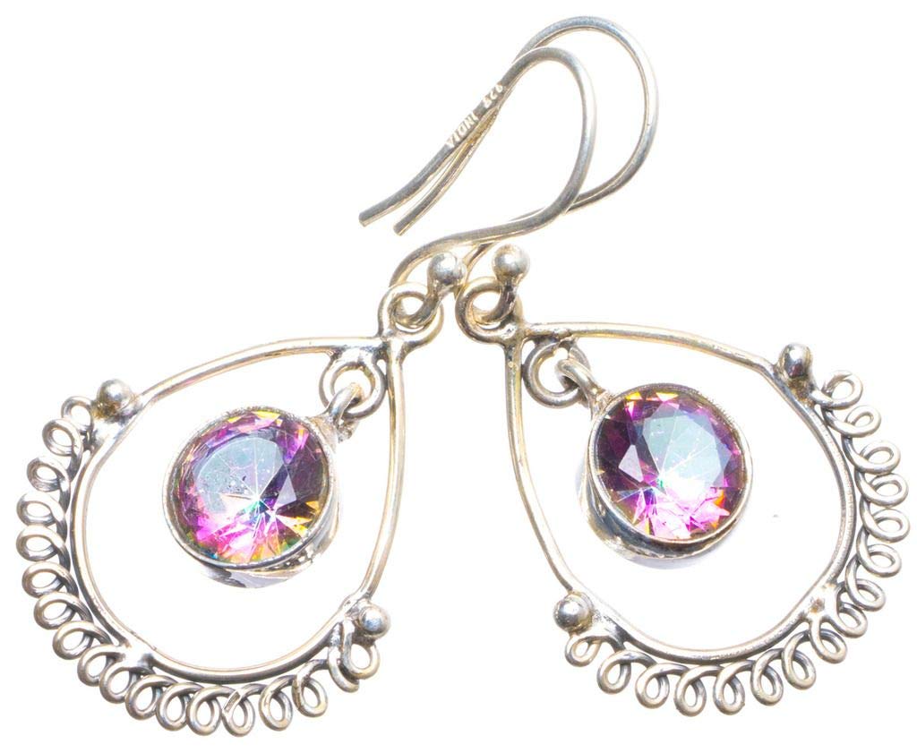 StarGems  Natural Rainbow Topaz Handmade Unique 925 Sterling Silver Earrings 1.75