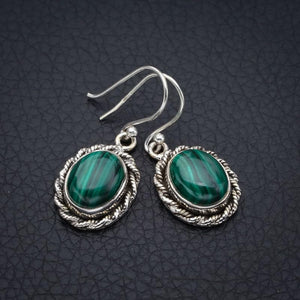 StarGems® Natural Malachite Handmade 925 Sterling Silver Earrings 1.25" F5636