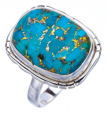 StarGems  Natural Copper Turquoise Handmade 925 Sterling Silver Ring 6.75 F2233