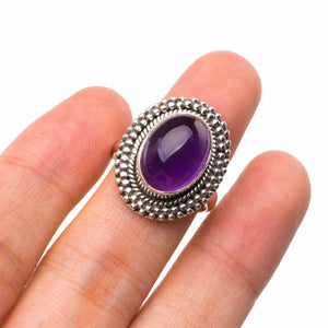 StarGems  Natural Amethyst Handmade 925 Sterling Silver Ring 6.5 D5046