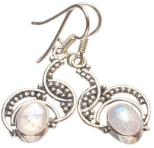 StarGems® Natural Rainbow Moonstone Handmade 925 Sterling Silver Earrings 1 1/4" T4577