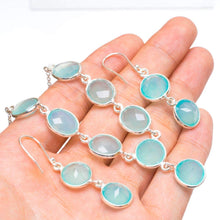 StarGems  Natural Chalcedony 925 Sterling Silver Jewelry Set Necklace 18.5" Earrings 1.75" A3373