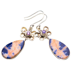 StarGems® Natural Sodalite And Amethyst Butterfly Handmade 925 Sterling Silver Earrings 2" D3962