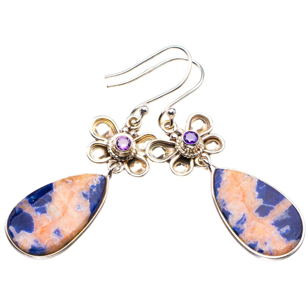 StarGems® Natural Sodalite And Amethyst Butterfly Handmade 925 Sterling Silver Earrings 2