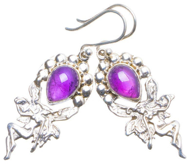 StarGems® Natural Amethyst Handmade Unique Fariy Shape 925 Sterling Silver Earrings 1.75