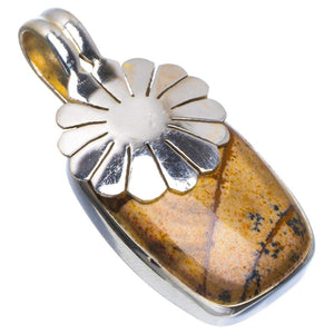 StarGems  Natural Picture Jasper Handmade Unique Flower 925 Sterling Silver Pendant 1.5" B3328