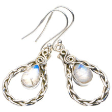 StarGems  Natural Rainbow Moonstone Handmade Unique 925 Sterling Silver Earrings 1.75" A2424