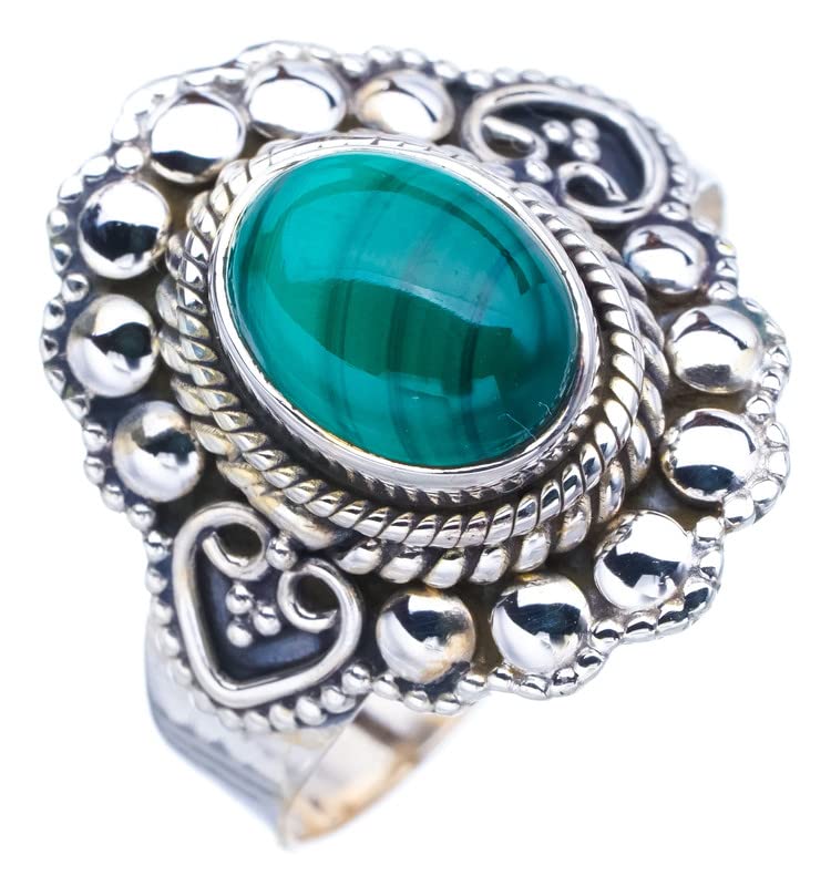 StarGems  Natural Malachite Handmade 925 Sterling Silver Ring 8.5 F1087