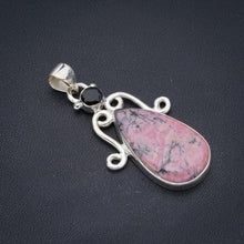 StarGems  Natural Rhodonite Black OnyxHandmade 925 Sterling Silver Pendant 1.75" F3593