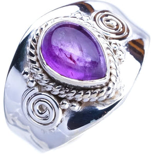 StarGems  Natural Amethyst Opening Handmade 925 Sterling Silver Ring 9.5 E9287