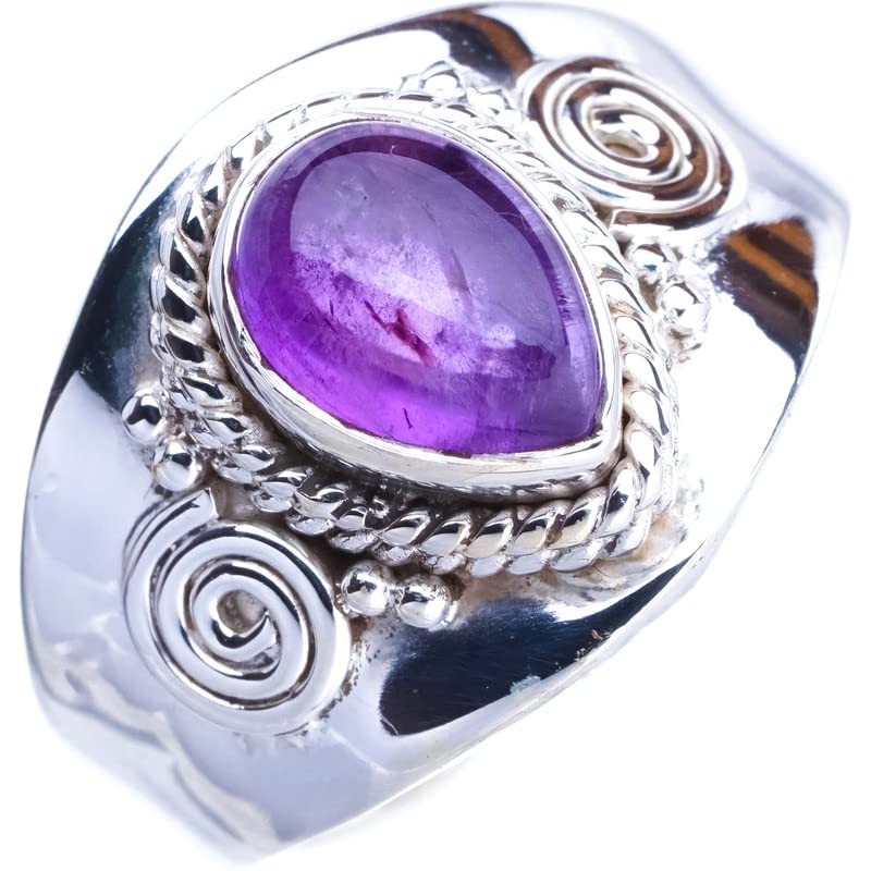 StarGems  Natural Amethyst Opening Handmade 925 Sterling Silver Ring 9.5 E9287