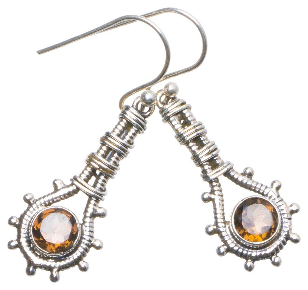 StarGems  Natural Smoky Quartz Handmade Unique 925 Sterling Silver Earrings 1.5