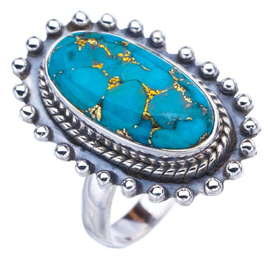 StarGems® Natural Copper Turquoise Handmade 925 Sterling Silver Ring 7.75 F2236