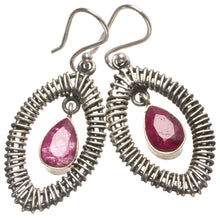 StarGems  Natural Cherry Ruby Handmade Vintage Eye Shape 925 Sterling Silver Earrings 1 3/4" T3795