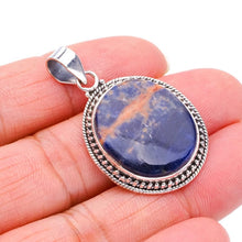 StarGems  Natural Sodalite Handmade 925 Sterling Silver Pendant 1.5" F3600