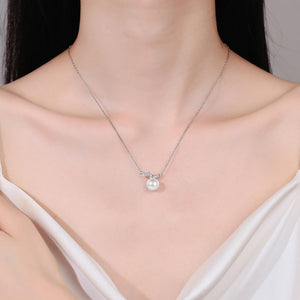 StarGems® 8mm River Pearl Twisted 0.105cttw Moissanite 925 Silver Platinum Plated Necklace 40+5cm NX070