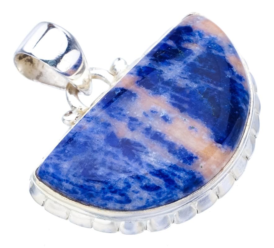 StarGems  Natural Sodalite Handmade 925 Sterling Silver Pendant 1